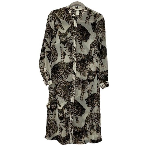 H&M Sheer Brown & Cream Tunic Top(Size 6) - Picture 2 of 5